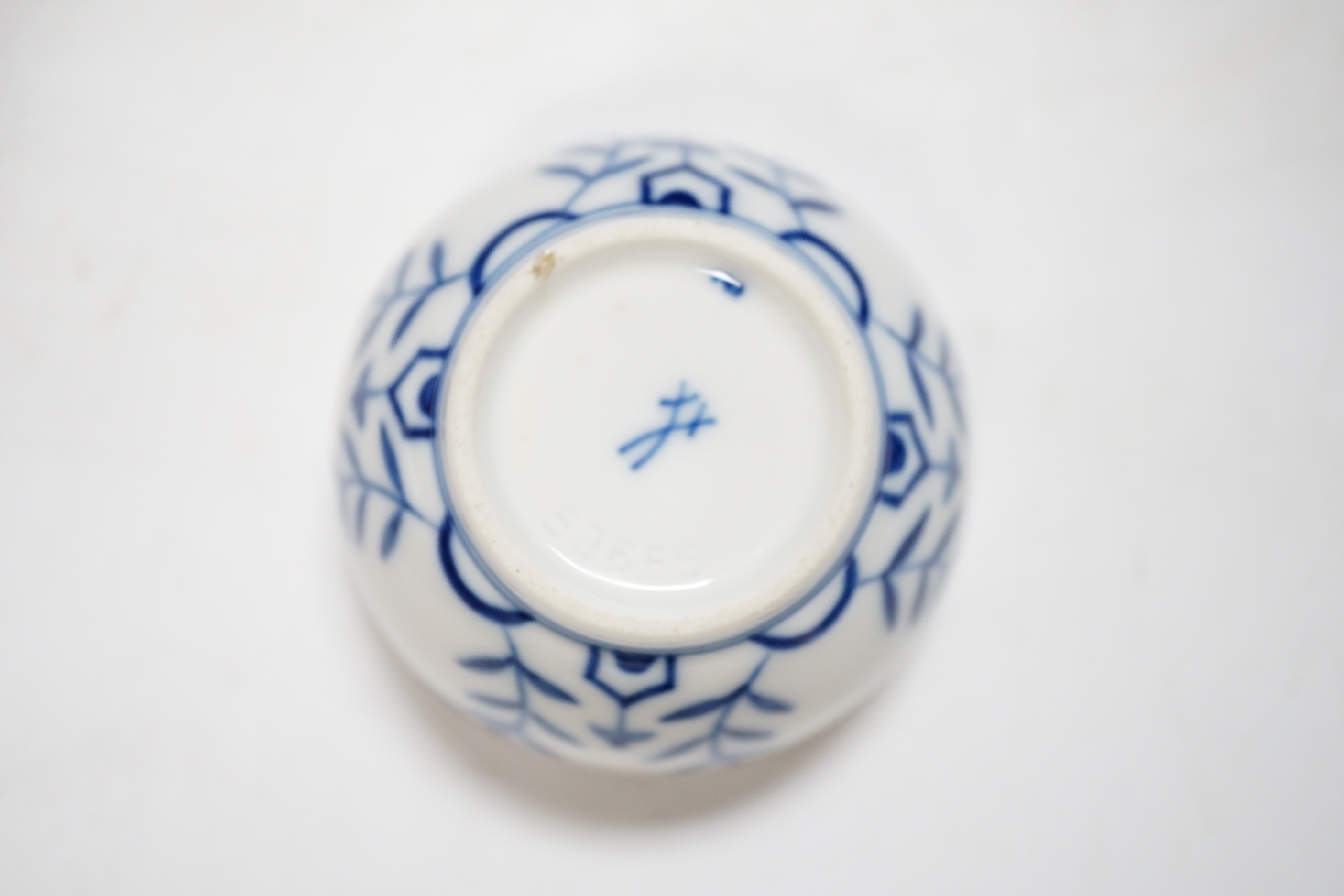A Chinese cinnabar lacquer jar and cover, a Chinese copper red bottle vase, a carved wood figure, a Meissen miniature bowl and other ceramics, jar 15cm